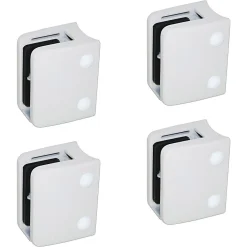 4 x Pince à verre pour tube diam. 48,3 modèle 04 - Ep. verre 16,76 mm - Zamak blanc RAL 9016-MySystem Discount