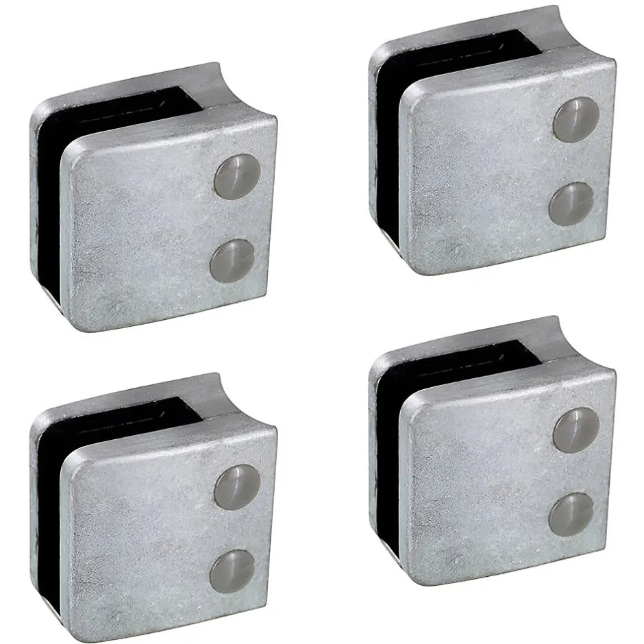 4 x Pince à verre pour tube diam. 42,4 modèle 06 - Ep. verre 9,52 mm - Zamak brut-MySystem Online