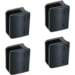 MySystem 4 x Pince à verre pour tube diam. 48,3 modèle 04 - Ep. verre 16,76 mm - Zamak noir RAL 9005