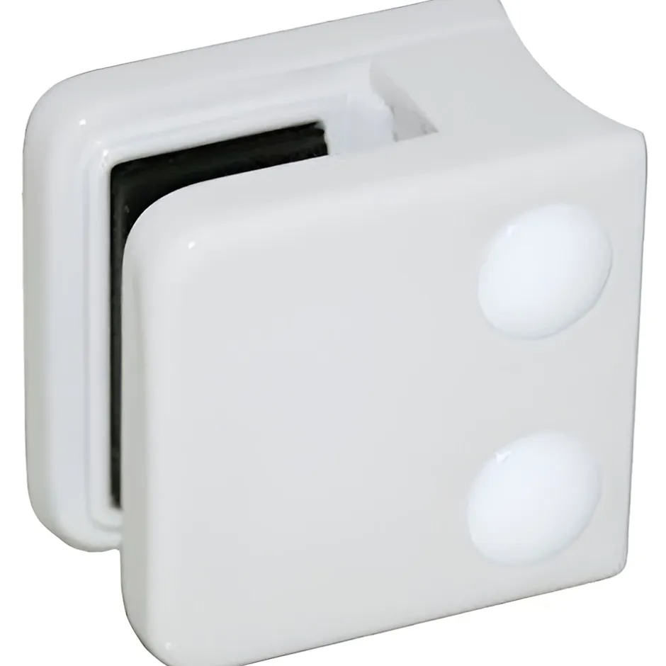 4 x Pince à verre pour tube diam. 42,4 modèle 01 - Ep. verre 6 mm - Zamak blanc RAL 9016-MySystem New