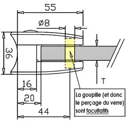 4 x Pince à verre pour tube diam. 42,4 modèle 06 - Ep. verre 10 mm - Inox noir anthracite-MySystem Clearance
