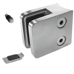 4 x Pince à verre pour tube diam. 42,4 modèle 21 - Ep. verre 8 mm - Inox 304 brossé GR320-MySystem Hot