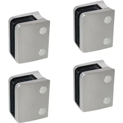 MySystem 4 x Pince à verre pour tube diam. 48,3 modèle 04 - Ep. verre 17,52 mm - Inox 304 brossé GR320