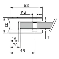 MySystem 4 x Pince à verre pour tube diam. 42,4 modèle 05 - Ep. verre 12,76 mm - Inox 304 brossé GR320