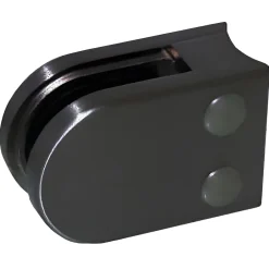 4 x Pince à verre pour tube diam. 42,4 modèle 02 - Ep. verre 6,76 mm - Inox noir anthracite-MySystem Clearance