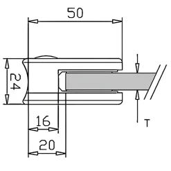 MySystem 4 x Pince à verre pour tube diam. 42,4 modèle 00 - Ep. verre 6 mm - Inox 304 brossé GR320