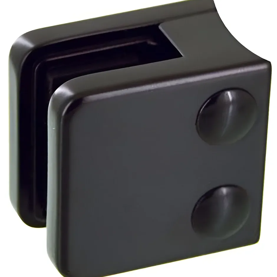 4 x Pince à verre pour tube diam. 42,4 modèle 01 - Ep. verre 10 mm - Zamak noir RAL 9005-MySystem New