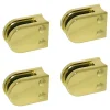 4 x Pince à verre pour tube diam. 42,4 modèle 02 - Ep. verre 6 mm - Zamak aspect laiton-MySystem Outlet