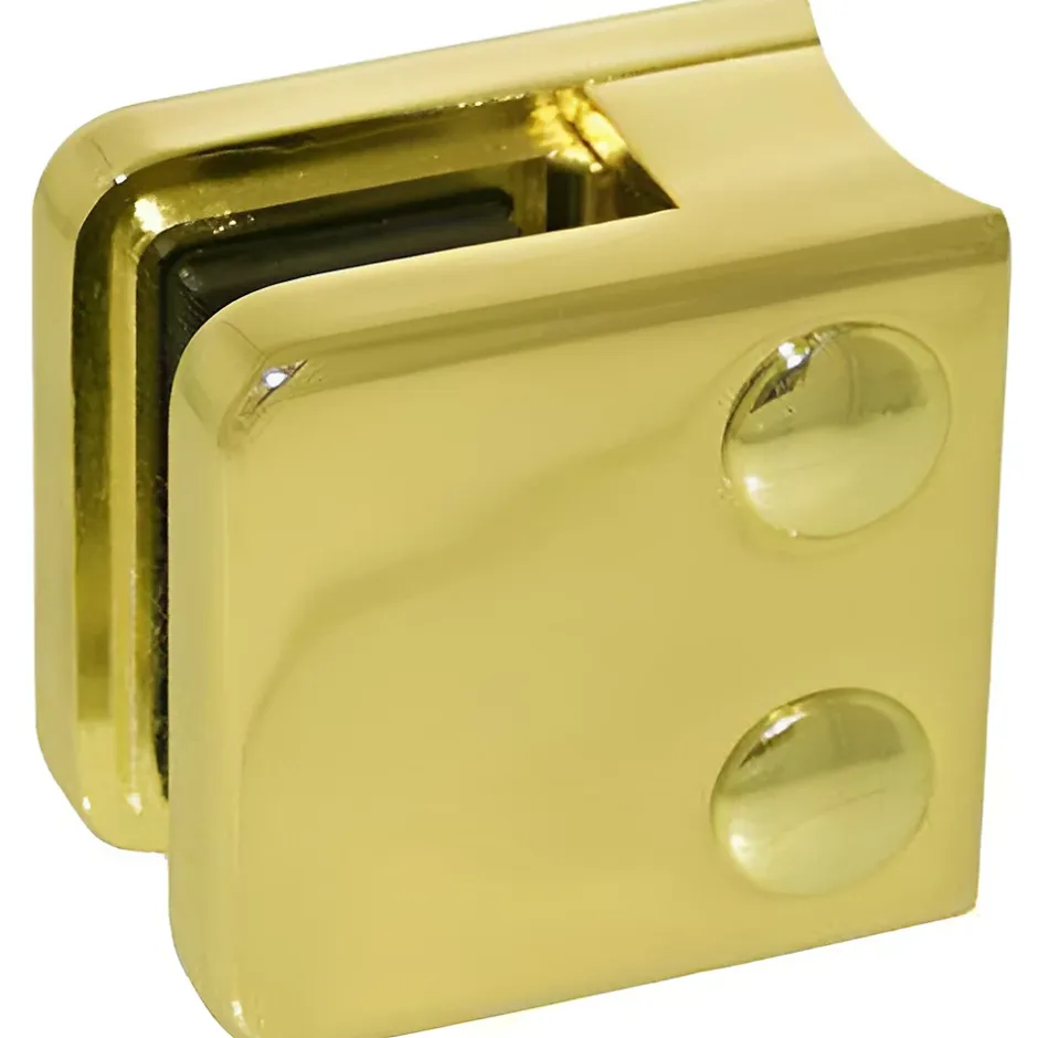 MySystem 4 x Pince à verre pour tube diam. 42,4 modèle 01 - Ep. verre 10 mm - Zamak aspect laiton