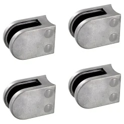 MySystem 4 x Pince à verre pour tube diam. 42,4 modèle 05 - Ep. verre 12,76 mm - Zamak brut