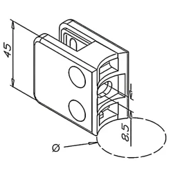 MySystem 4 x Pince à verre pour tube diam. 42,4 modèle 01 - Ep. verre 9,52 mm - Zamak aspect inox brossé