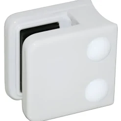 4 x Pince à verre pour tube diam. 42,4 modèle 01 - Ep. verre 6,76 mm - Zamak blanc RAL 9016-MySystem Best