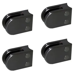4 x Pince à verre pour tube diam. 42,4 modèle 02 - Ep. verre 6 mm - Inox noir anthracite-MySystem