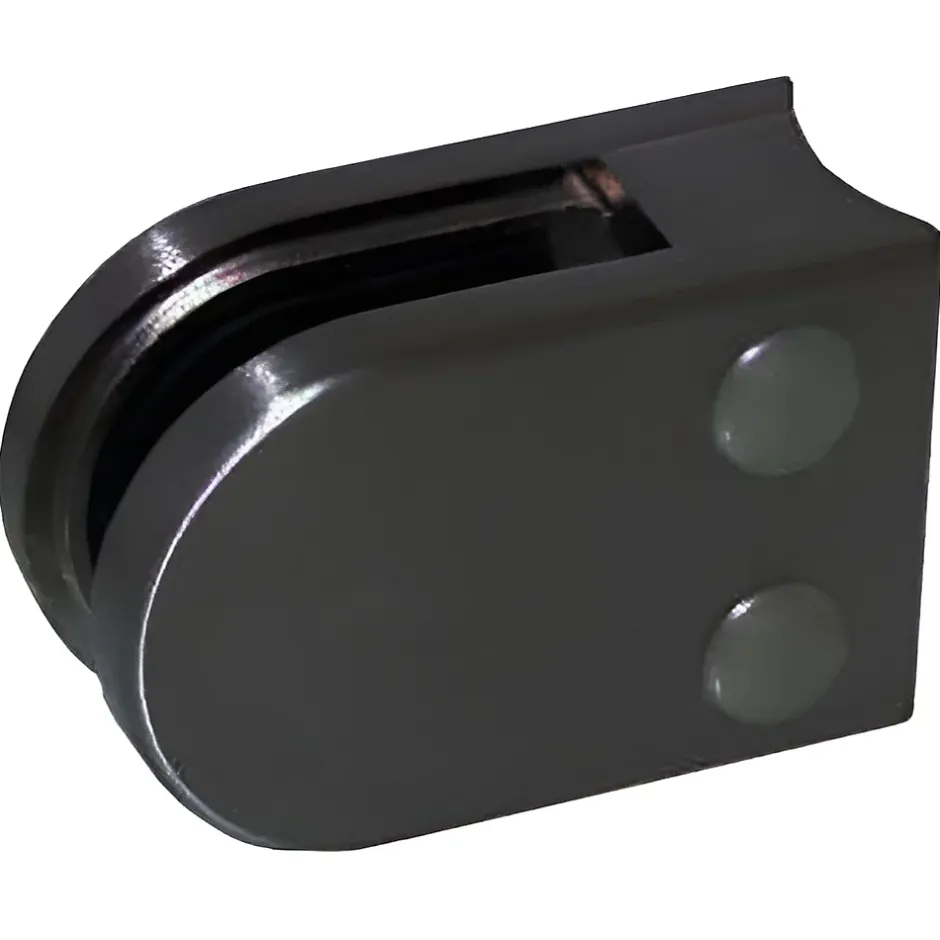 4 x Pince à verre pour tube diam. 42,4 modèle 02 - Ep. verre 6 mm - Inox noir anthracite-MySystem