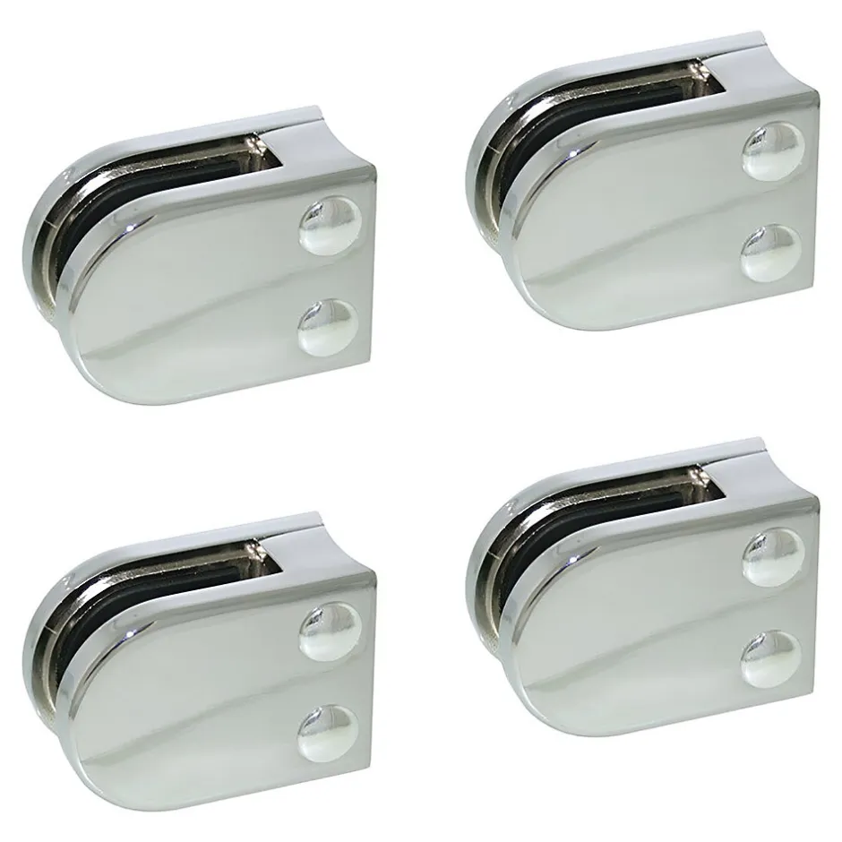 4 x Pince à verre pour tube diam. 42,4 modèle 02 - Ep. verre 8 mm - Zamak chromé brillant-MySystem Outlet