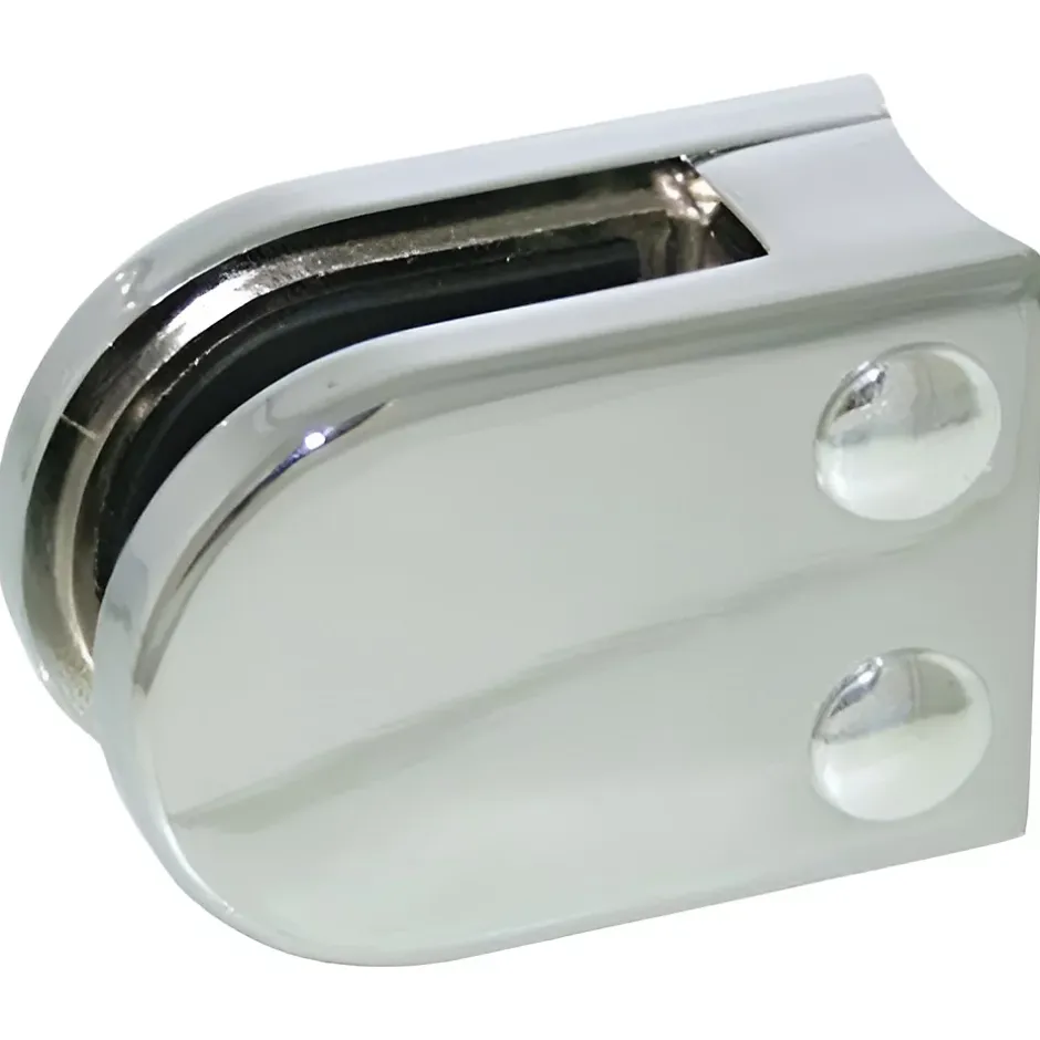 4 x Pince à verre pour tube diam. 42,4 modèle 02 - Ep. verre 8 mm - Zamak chromé brillant-MySystem Outlet