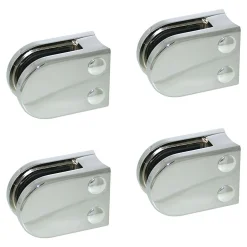 4 x Pince à verre pour tube diam. 42,4 modèle 02 - Ep. verre 8,76 mm - Zamak chromé brillant-MySystem Clearance