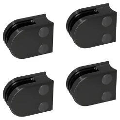 4 x Pince à verre pour tube diam. 42,4 modèle 00 - Ep. verre 6,76 mm - Inox noir anthracite-MySystem Sale