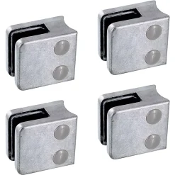 4 x Pince à verre pour tube diam. 42,4 modèle 01 - Ep. verre 8,76 mm - Zamak brut-MySystem Discount