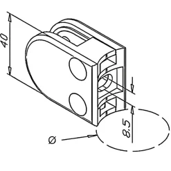 MySystem 4 x Pince à verre pour tube diam. 42,4 modèle 00 - Ep. verre 6,76 mm - Zamak aspect inox brossé