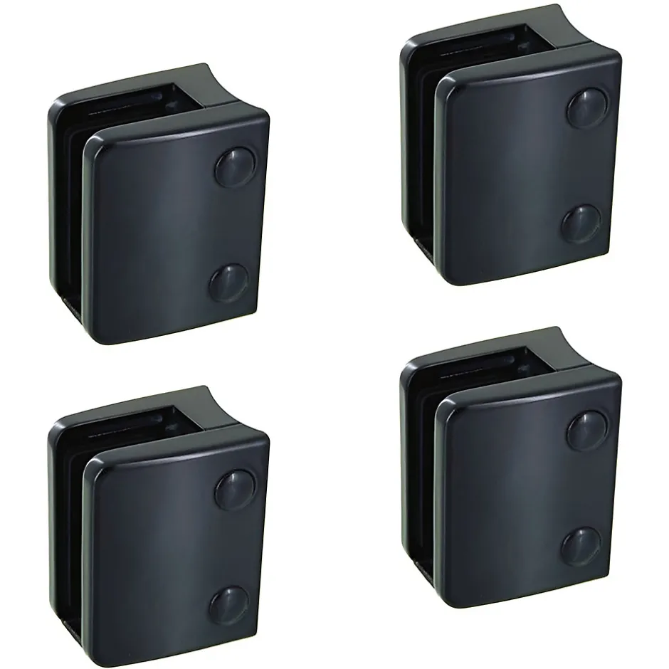 4 x Pince à verre pour tube diam. 48,3 modèle 04 - Ep. verre 10 mm - Zamak noir RAL 9005-MySystem Best