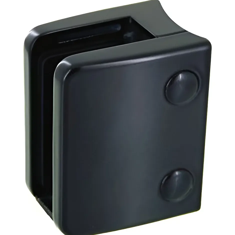 4 x Pince à verre pour tube diam. 48,3 modèle 04 - Ep. verre 10 mm - Zamak noir RAL 9005-MySystem Best