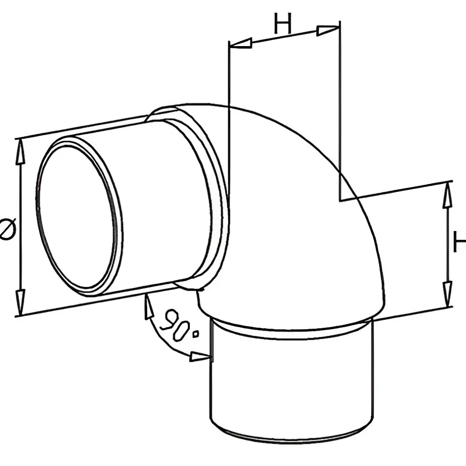 MySystem 2 x Raccord 90 degrés arrondi pour tube diam. 42,4 x 2 mm - Inox 304