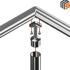 2 x Support 90 degrés main courante diam. 42,4 à coller sur tube diam. 42,4 x 2 mm - Inox 304-MySystem Online