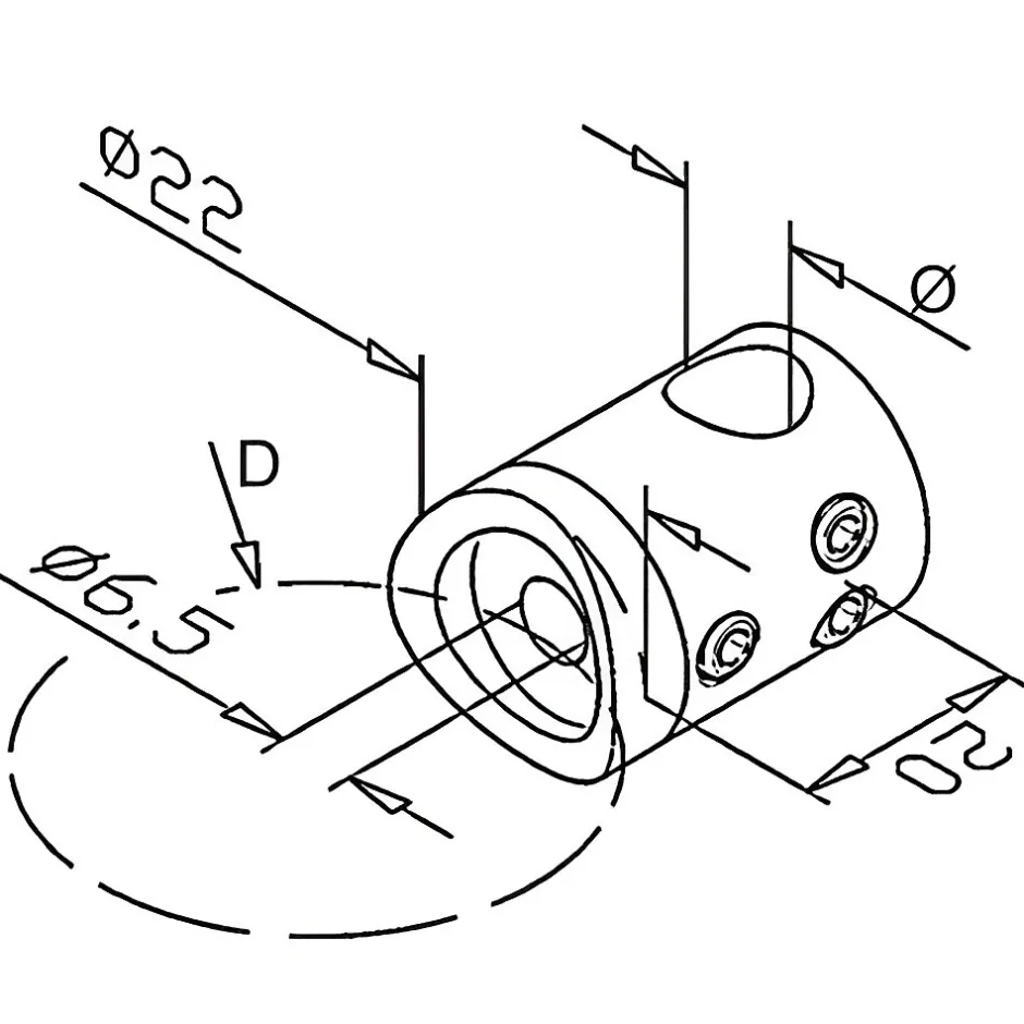 10 x Support de liaison transerval sur Tube diam. 42,4 pour Barre diam. 12 mm - Inox 316-MySystem Hot