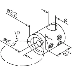 MySystem 10 x Support de liaison transerval sur Tube diam. 42,4 pour Barre diam. 12 mm - Inox 304