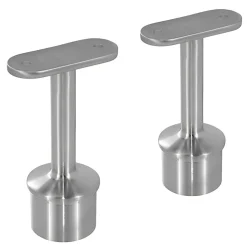 2 x Support main courante plate à coller sur tube diam. 42,4 x 2 mm - Inox 304-MySystem
