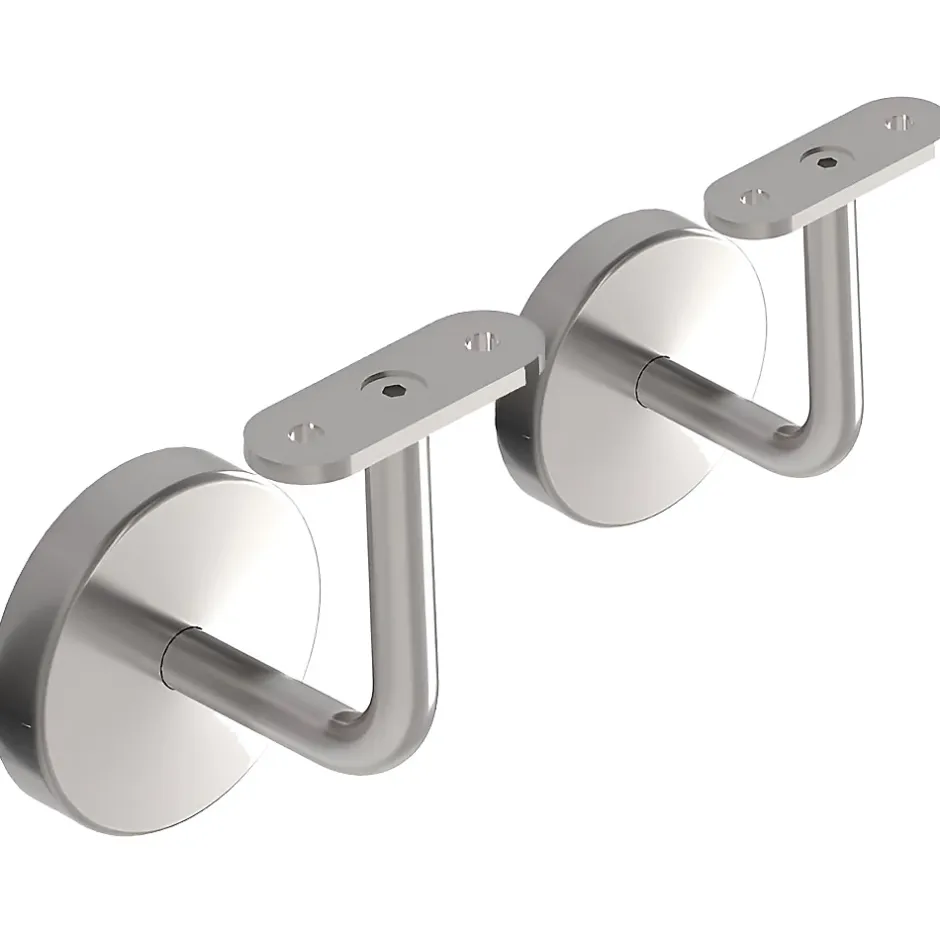 2 x Support mural fixe - Main courante plate - Platine 3 trous fraisés + CACHE - Inox 304-MySystem Sale