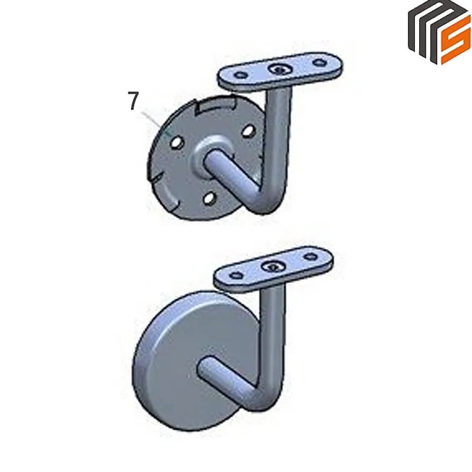 2 x Support mural fixe - Main courante plate - Platine 3 trous fraisés + CACHE - Inox 304-MySystem Sale