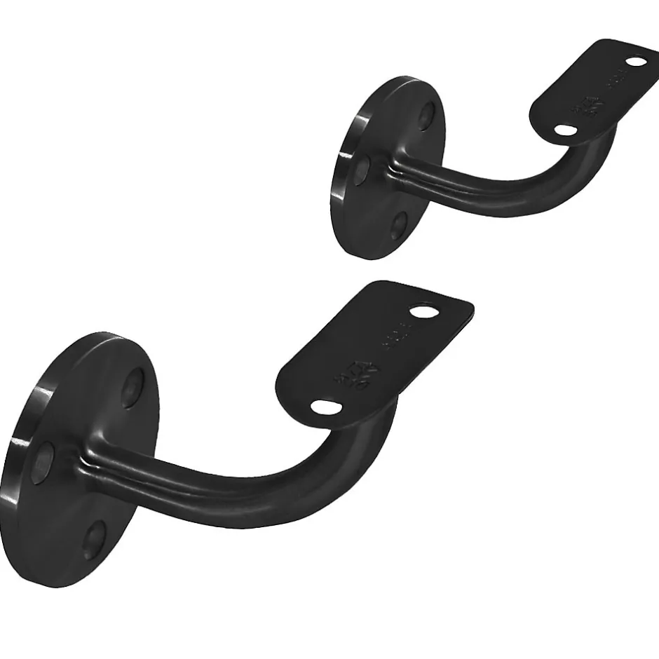 2 x Support mural fixe - Main courante diam. 42,4 mm - Platine 3 trous fraisés - Noir anthracite-MySystem