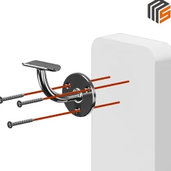 2 x Support mural fixe - Main courante diam. 42,4 mm - Platine 3 trous fraisés - Noir anthracite-MySystem