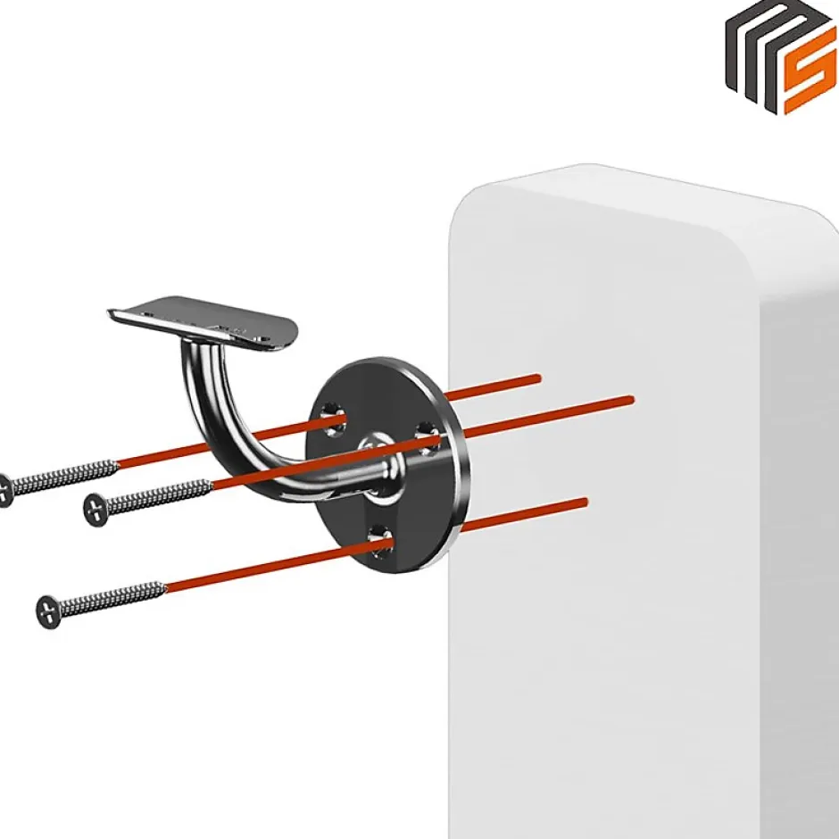 2 x Support mural fixe - Main courante diam. 42,4 mm - Platine 3 trous fraisés - Noir anthracite-MySystem