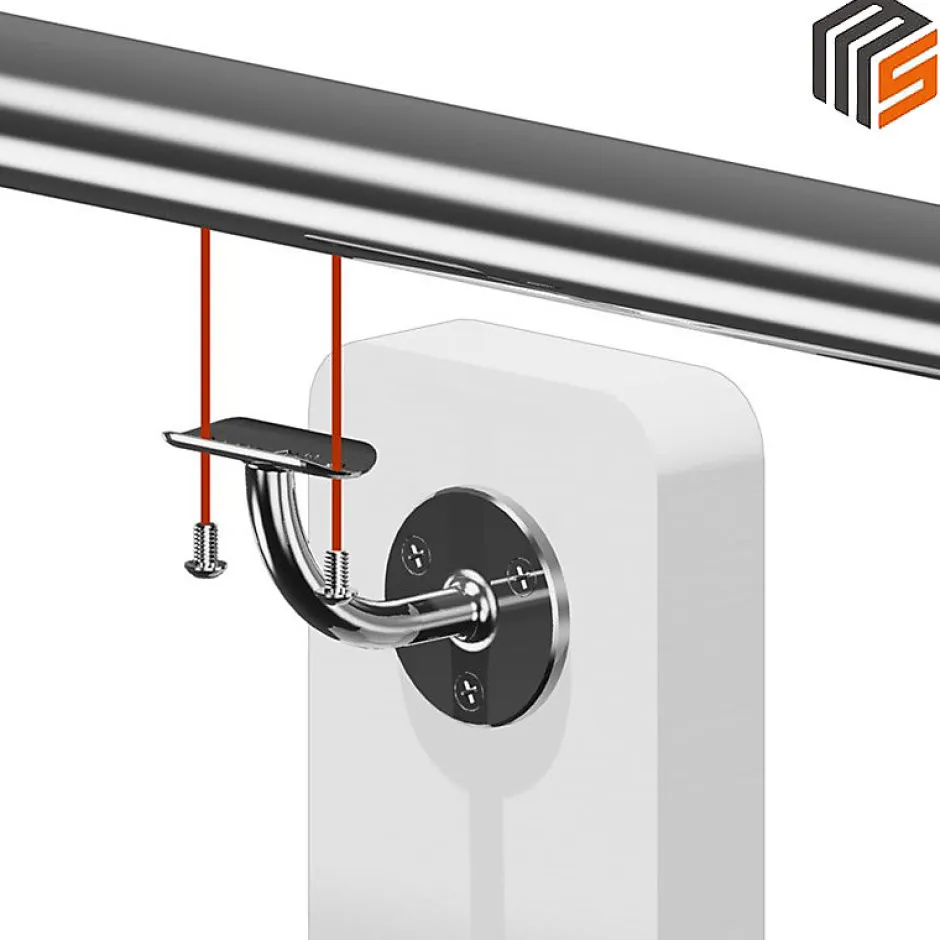 2 x Support mural fixe - Main courante diam. 42,4 mm - Platine 3 trous fraisés - Noir anthracite-MySystem