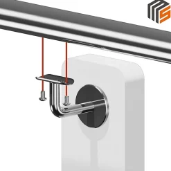 2 x Support mural fixe - Main courante diam. 42,4 mm - Fixation M8 - Noir anthracite-MySystem Best