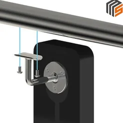 2 x Support mural fixe - Main courante diam. 42,4 mm - Platine 3 trous fraisés - Inox 316-MySystem