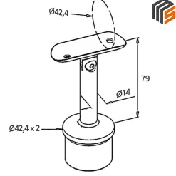 2 x Support orientable main courante diam. 42,4 à coller sur tube diam. 42,4 x 2 mm - Inox 304-MySystem Sale