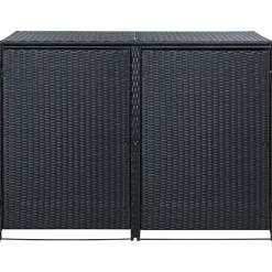 Abris pour poubelle double Résine tressée Noir 148x80x111 cm-Vidaxl Discount