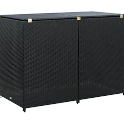 Abris pour poubelle double Résine tressée Noir 148x80x111 cm-Vidaxl Discount