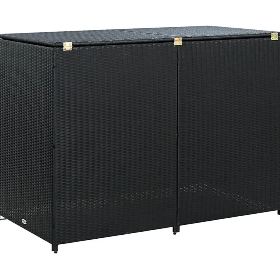 Abris pour poubelle double Résine tressée Noir 148x80x111 cm-Vidaxl Discount