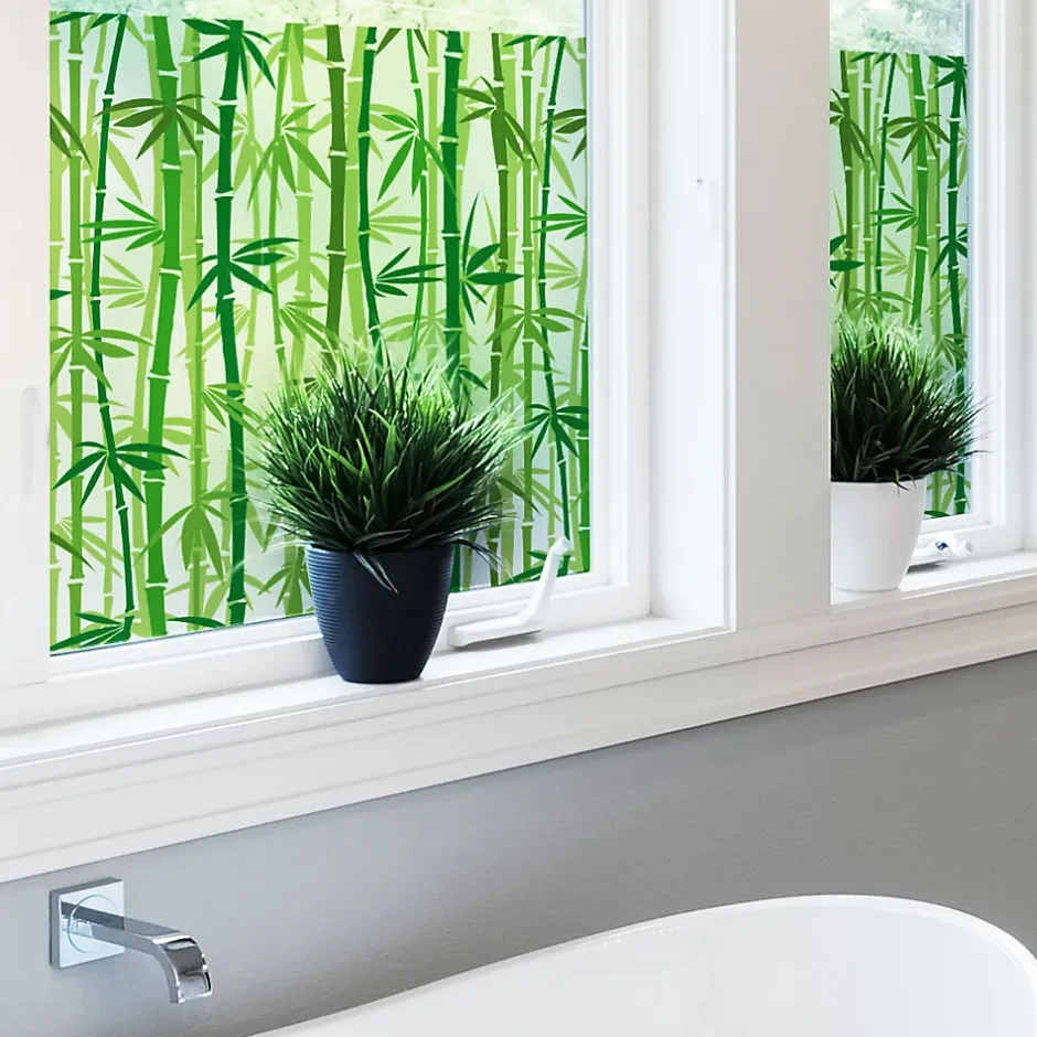 Adhésif Film Fenêtre Anti Regard Occultant - BAMBOUS - Stickers Autocollant Brise-Vue pour Vitres & Porte de Douche - 40x200cm-Ambiance Sticker Clearance