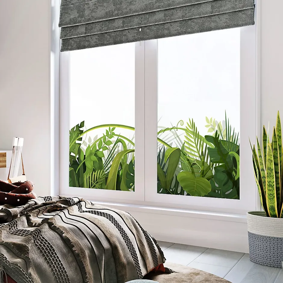 Ambiance Sticker Adhésif Film Fenêtre Anti Regard Occultant - LA JUNGLE - Stickers Autocollant Brise-Vue pour Vitres & Porte de Douche - 40x100cm