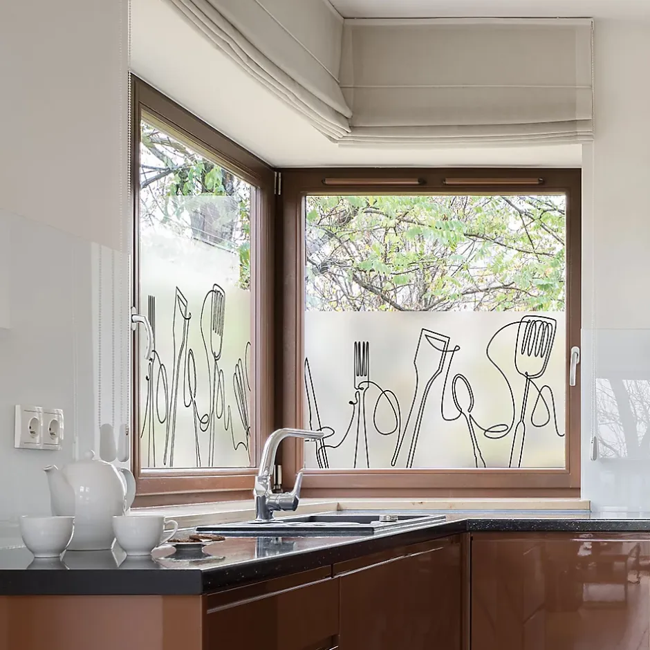 Adhésif Film Fenêtre Anti Regard Occultant - CUISINE - Stickers Autocollant Brise-Vue pour Vitres & Porte de Douche - 40x100cm-Ambiance Sticker Sale