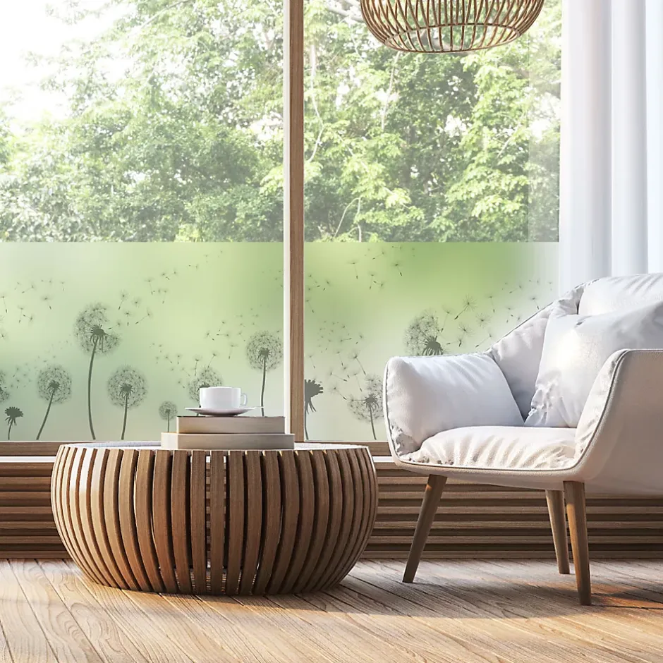 Ambiance Sticker Adhésif Film Fenêtre Anti Regard Occultant - PISSENLITS - Stickers Autocollant Brise-Vue pour Vitres & Porte de Douche - 40x100cm