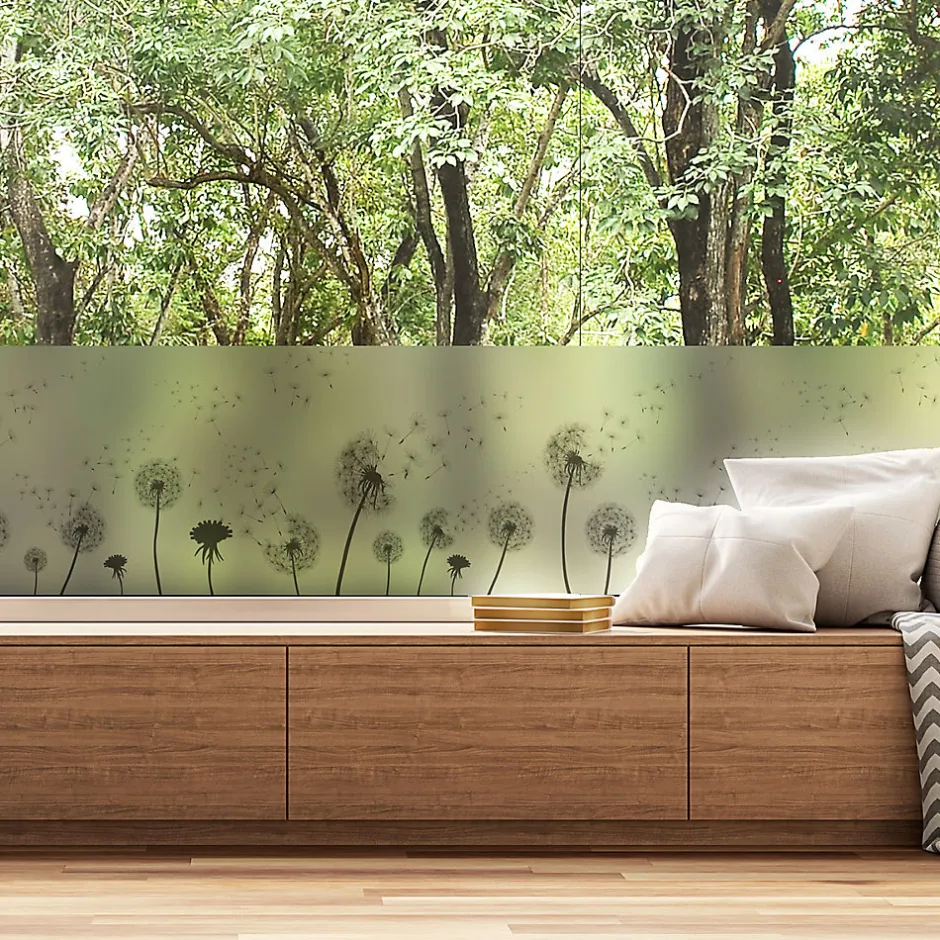 Ambiance Sticker Adhésif Film Fenêtre Anti Regard Occultant - PISSENLITS - Stickers Autocollant Brise-Vue pour Vitres & Porte de Douche - 40x100cm