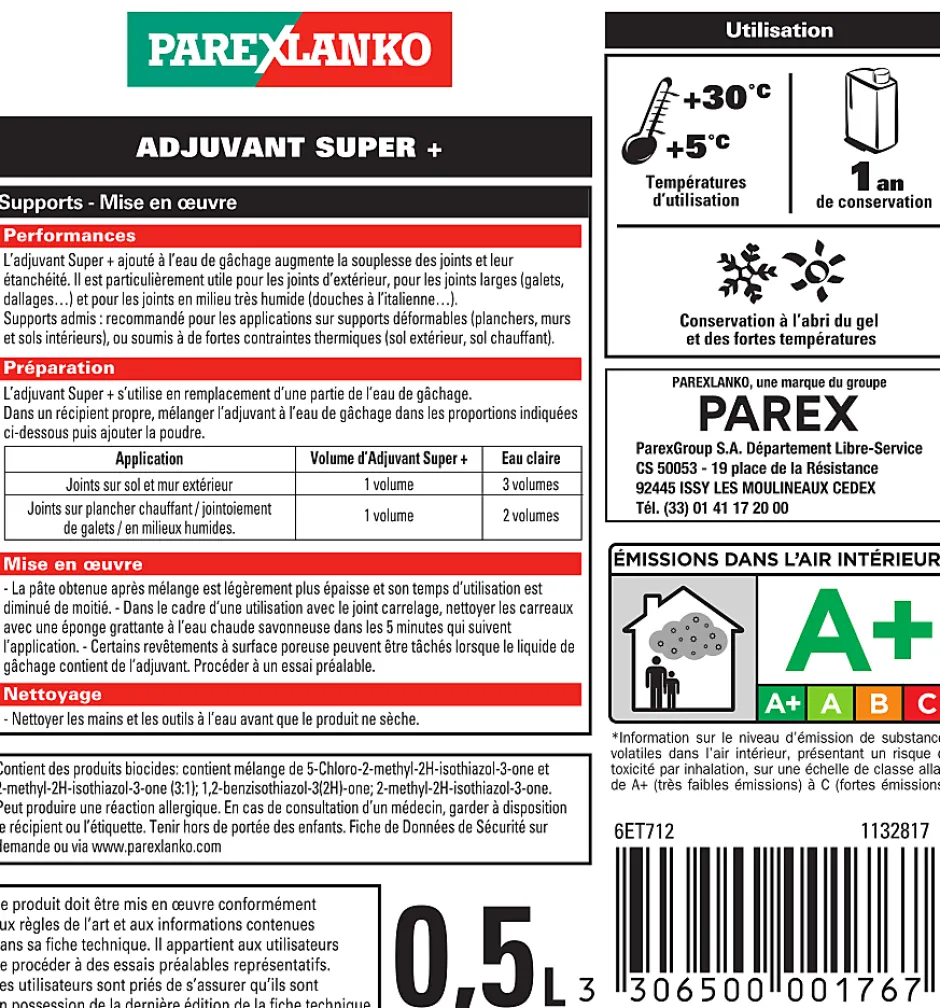 Parexlanko Adjuvant joint carrelage Super+ 0,5L
