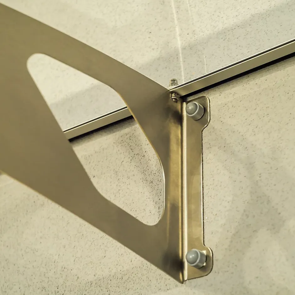 Arctom Auvent Blue 197x89, couleur silver inox, plaque incolore PMMA